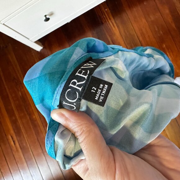 J. Crew Gwyneth VNeck Cupro Blend Slip Gingham Dress Blue - Picture 6 of 8